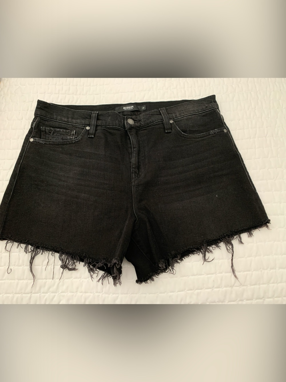 Hudson Jeans Raw Hem High-Rise Denim Shorts